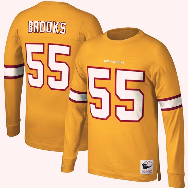 Men's Tampa Bay Buccaneers ACTIVE PLAYER Custom Orange Mitchell & Ness Throwback Stitched Long Sleeve Jersey